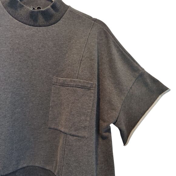 Gentle Herd Women's Sz S Grey Short Sleeve Sweatshirt Roll Hem Oversized Lounge - Picture 2 of 8